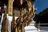 Luang Prabang, Laos  - The Haw Pha Bang the Royal or Palace Chapel, the naga is a significant architectural and sculptural ornament in Buddhist temples.
